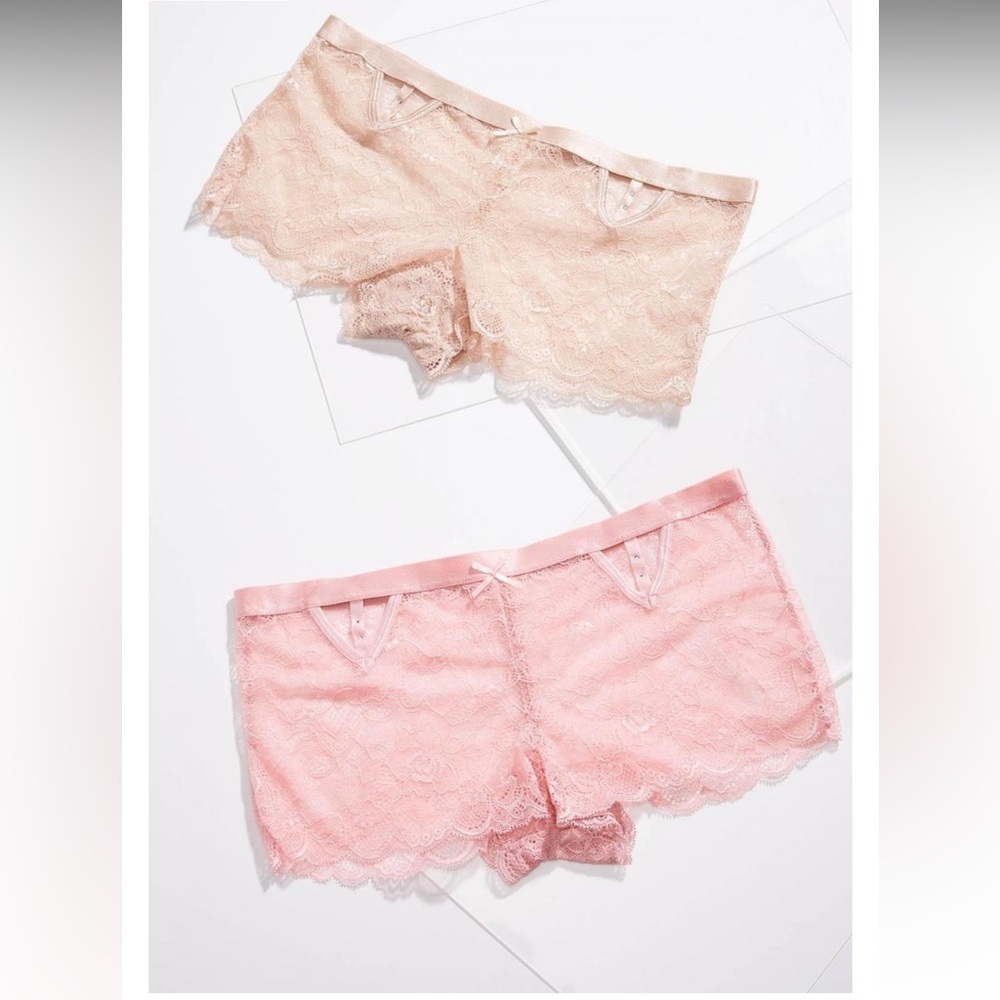 WOMENS LACE HIPSTER PANTY SET PINK